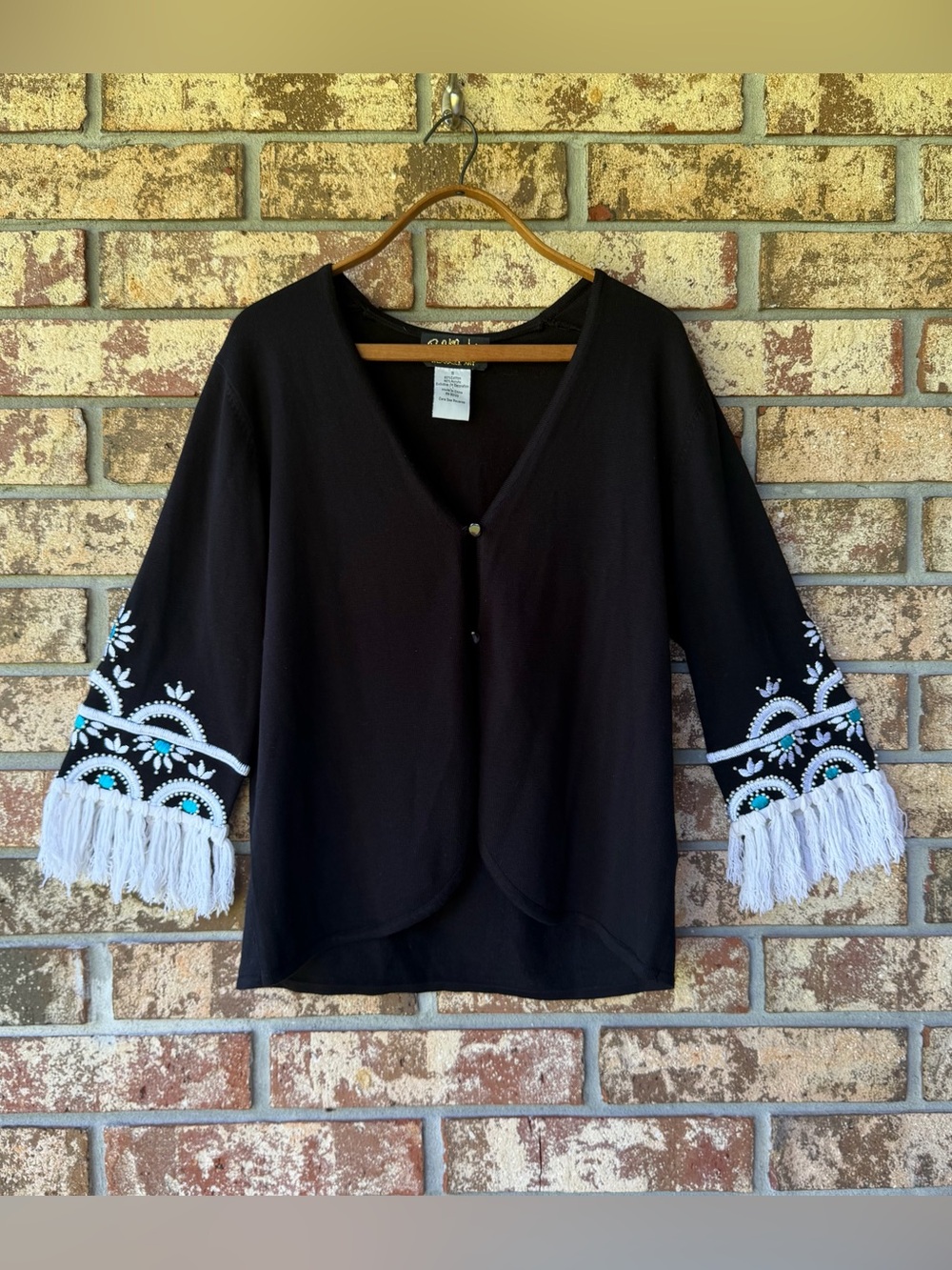 Bob Mackie Wearable Art Black Cardigan Women’s Size Small Beaded Beautiful!